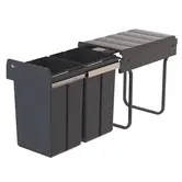 WESCO Traditionline Double-Boy 410 X/300-2 antraciet – Dubbele uittrekbare inbouwafvalemmer, 2 x 15 liter, kastbodemmontage