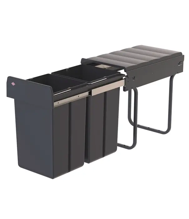 Wesco WESCO Traditionline Double-Boy 410 X/300-2 antraciet – Dubbele uittrekbare inbouwafvalemmer, 2 x 15 liter, kastbodemmontage