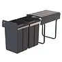 WESCO Traditionline Double-Boy 410 X/300-2 antraciet – Dubbele uittrekbare inbouwafvalemmer, 2 x 15 liter, kastbodemmontage