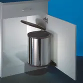 WESCO® Rondo 2 Poubelle pivotante encastrable 13 L – Acier inoxydable avec couvercle noir – Pour armoire à porte battante min. 400 mm