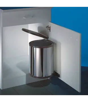 WESCO® Rondo 2 Inbouwvuilbak – Roestvrij staal / Zwart – 13 liter – Draaibare afvalemmer voor kastmontage