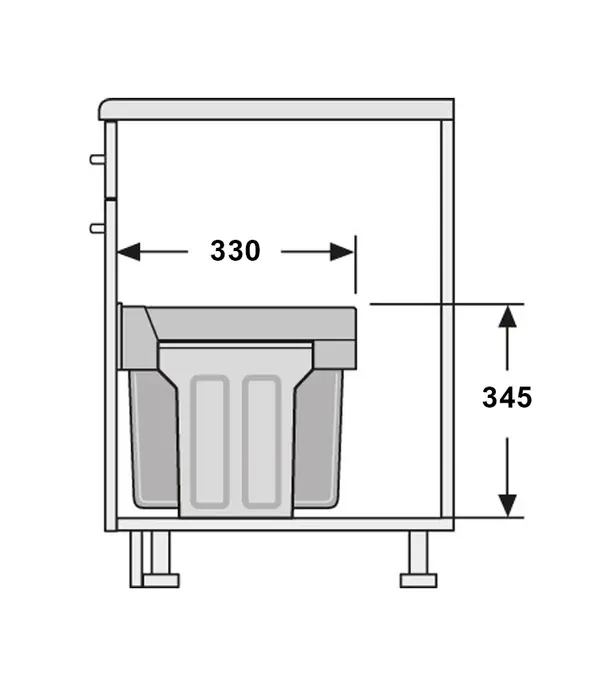 Wesco WESCO Double-Shorty 345 K/500-2 poubelle encastrable - Anthracite