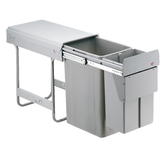 WESCO / Naber Traditionline Double-Boy® 485 S/300-3 – Inbouwafvalemmer 36 liter met frontaansluiting, volledig uittrekbaar – alu grijs