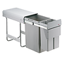 WESCO / Naber Traditionline Double-Boy® 485 S/300-3 – Inbouwafvalemmer 36 liter met frontaansluiting, volledig uittrekbaar – alu grijs