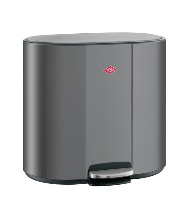 Wesco WESCO® Multi Collector® 2 graphite mat – poubelle design à pédale avec 2 bacs intérieurs de 25 litres pour le tri des déchets et un espace de rangement supplémentaire