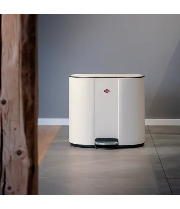 Wesco WESCO® Multi Collector® 2 blanc mat – poubelle design à pédale avec 2 bacs intérieurs de 25 litres pour le tri des déchets et un espace de rangement supplémentaire