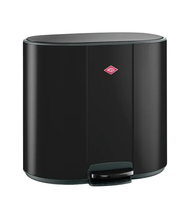 Wesco WESCO® Multi Collector® 2 noir mat – poubelle design à pédale avec 2 bacs intérieurs de 25 litres pour le tri des déchets et un espace de rangement supplémentaire