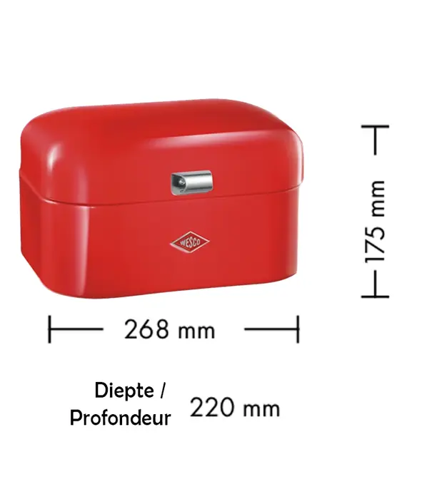 Wesco WESCO Single Grandy® broodtrommel Rood orange SE – compacte broodbox voor kleine keukens met ventilatiegaten