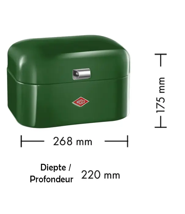 Wesco Boîte à pain WESCO Single Grandy® vert foncé – boîte à pain compacte pour petites cuisines avec trous d'aération