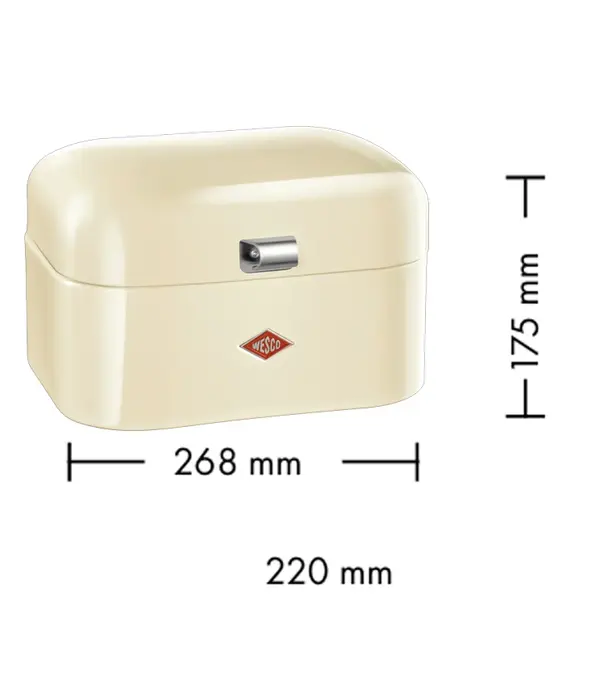 Wesco WESCO Single Grandy® broodtrommel Amandel – compacte retro broodbox met ventilatiegaten