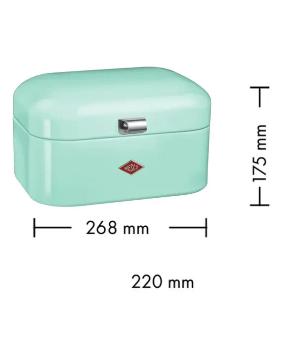 Wesco Boîte à pain WESCO Single Grandy® Menthe – boîte à pain rétro compacte avec trous d'aération