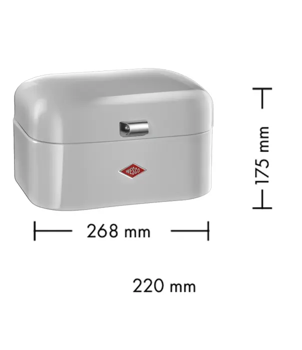 Wesco Boîte à pain WESCO Single Grandy® gris cool – boîte à pain rétro compacte avec trous d'aération