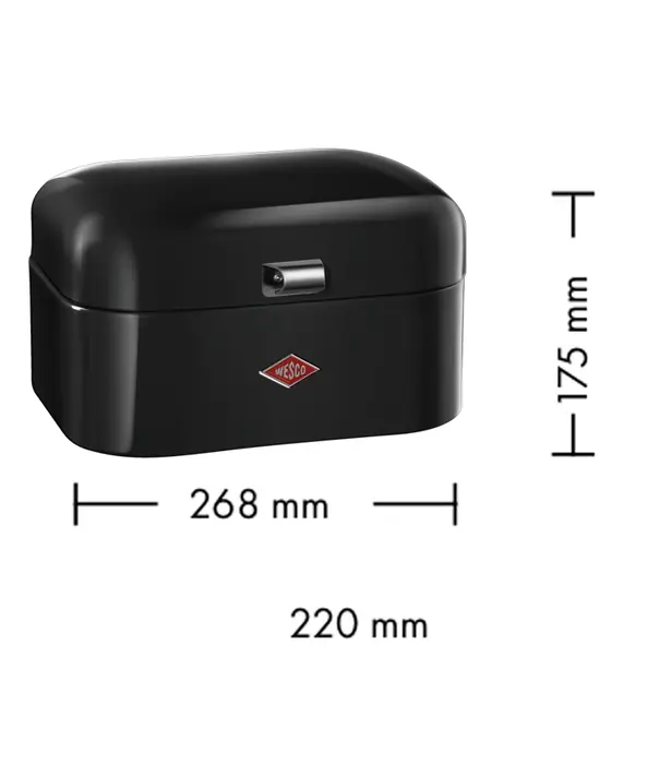 Wesco Boîte à pain WESCO Single Grandy® Noir mat – boîte à pain rétro compacte avec trous d'aération - Copie - Copie - Copie - Copie - Copie - Copie