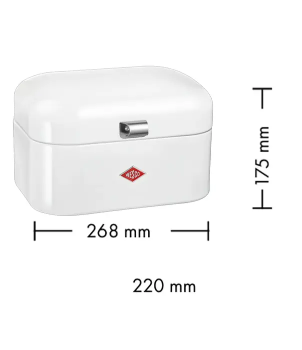 Wesco WESCO Single Grandy® boîte à pain Blanc mat – boîte à pain rétro compacte avec trous d'aération