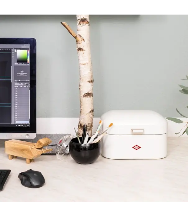 Wesco WESCO Single Grandy® broodtrommel Mat wit – compacte retro broodbox met ventilatiegaten