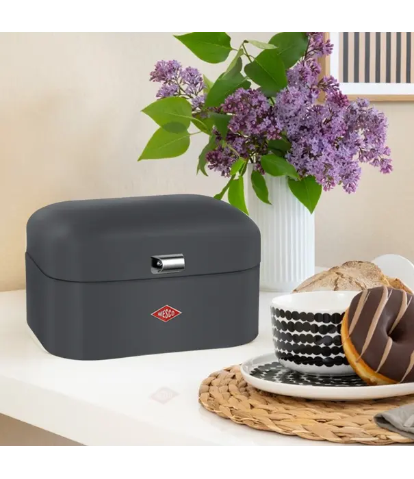 Wesco WESCO Single Grandy® broodtrommel Mat grafiet – compacte retro broodbox met ventilatiegaten