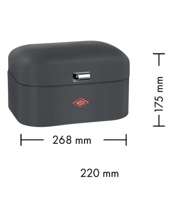Wesco WESCO Single Grandy® broodtrommel Mat grafiet – compacte retro broodbox met ventilatiegaten
