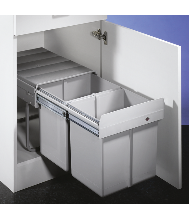 Wesco WESCO® Traditionline Double-Master® 345 S/400-2 gris alu – système de tri sélectif encastrable 2 x 16 L