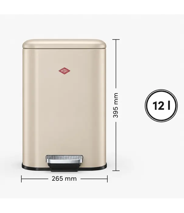 Wesco WESCO Cubeboy 12 L Zandmat – poubelle à pédale au design compact avec fermeture en douceur