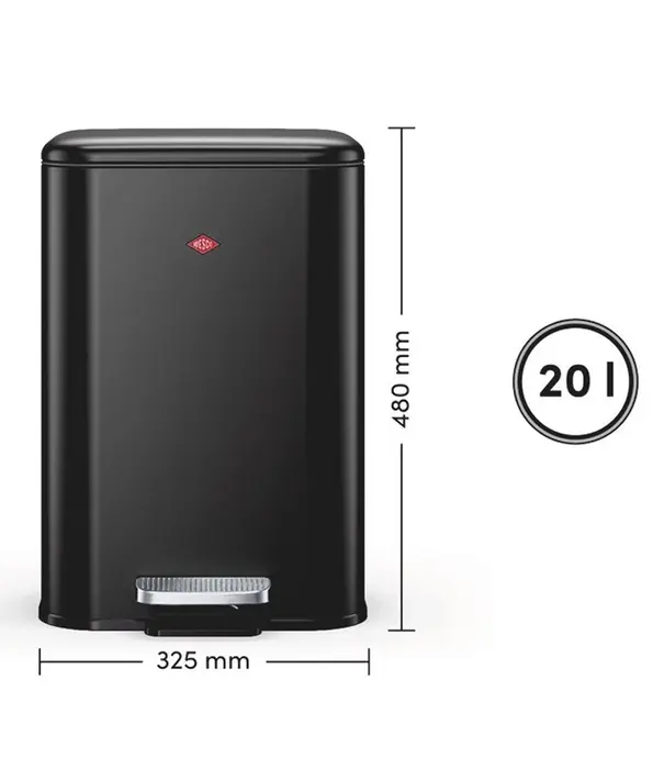 Wesco WESCO Cubeboy 20 L Noir mat – poubelle à pédale spacieuse avec fermeture en douceur