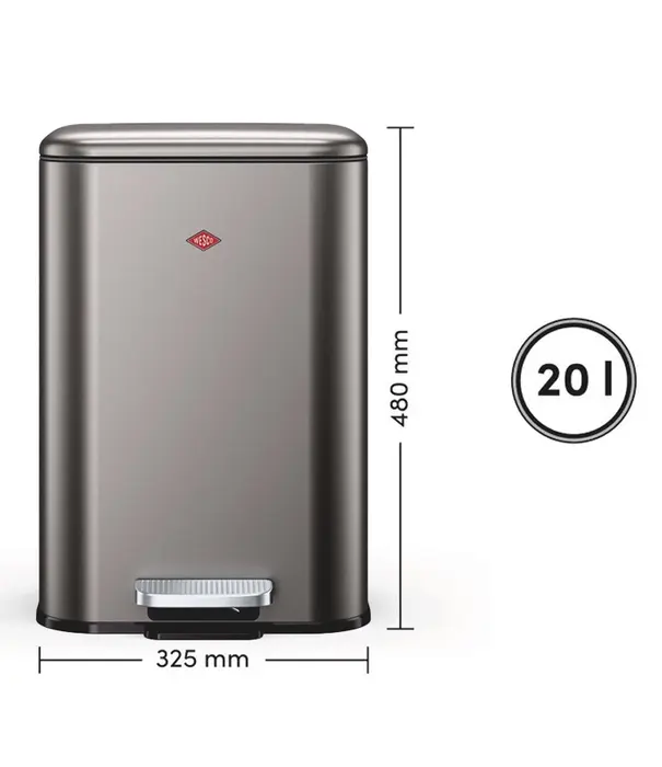 Wesco WESCO Cubeboy 20 L Graphite mat – poubelle à pédale spacieuse avec fermeture en douceur