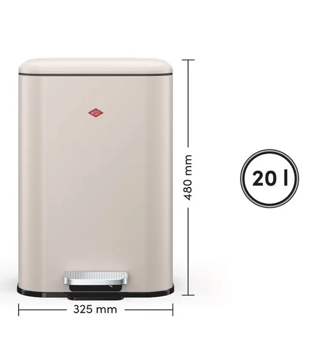 Wesco WESCO Cubeboy 20 L Zandmat – poubelle à pédale au design spacieux avec fermeture en douceur