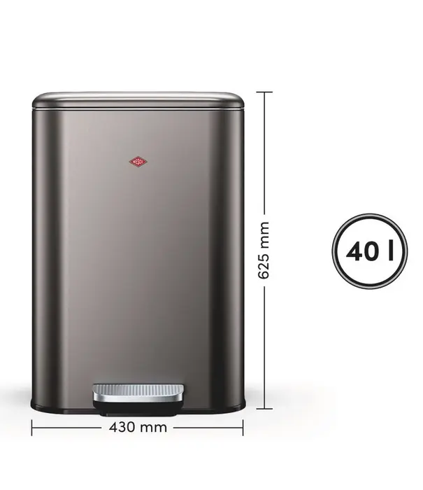 Wesco WESCO Cubeboy 2 x 20 L Mat grafiet – afvalscheidingssysteem met soft-close