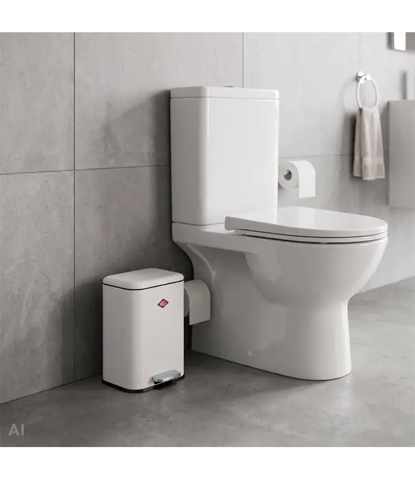 Wesco WESCO Cubeboy 5 L Blanc mat – poubelle compacte à pédale avec fermeture en douceur