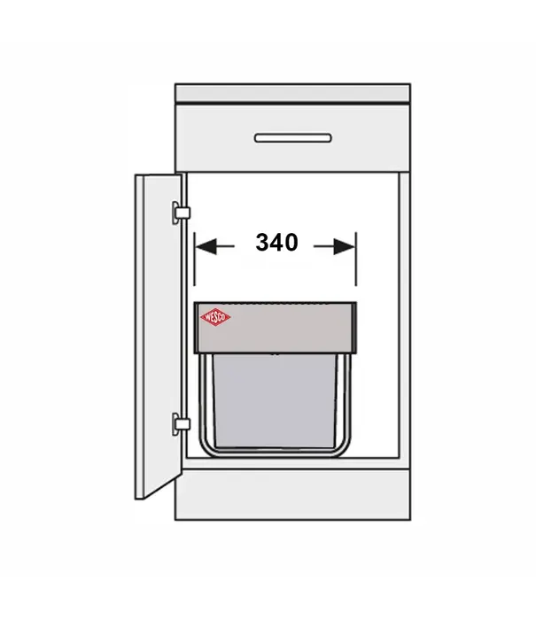 Wesco WESCO® Traditionline Double-Master® 410 S/400-2 gris alu – système de tri des déchets encastrable 2 x 20 L