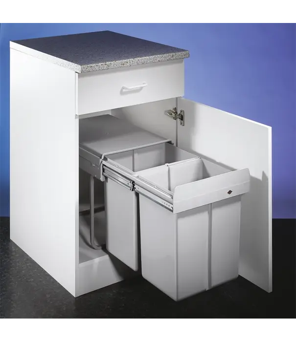 Wesco WESCO® Traditionline Double-Master® 410 S/400-2 gris alu – système de tri des déchets encastrable 2 x 20 L