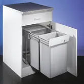 WESCO® Traditionline Double-Master® 485 S/400-2 Gris aluminium – tri des déchets 2 x 26 L