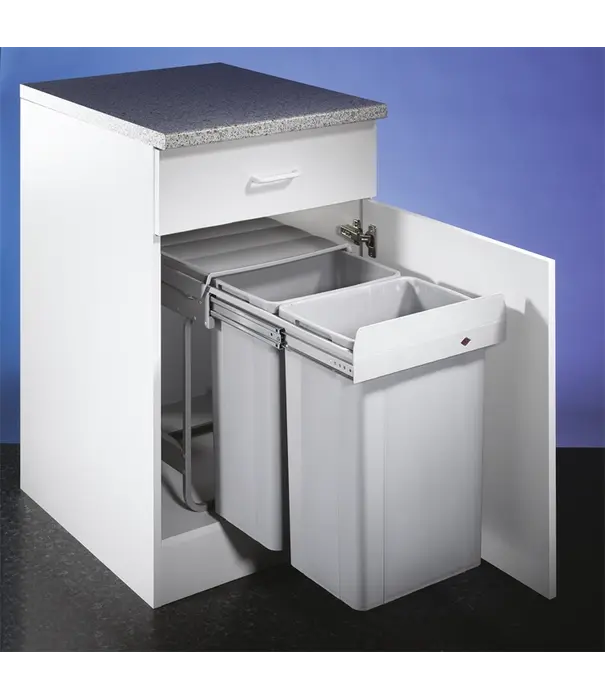 Wesco WESCO® Traditionline Double-Master® 485 S/400-2 Gris aluminium – tri des déchets 2 x 26 L