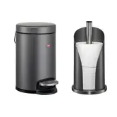 WESCO® Bathboy 3 L Set Mat grafiet – cosmetica afvalemmer + papierrolhouder