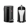 WESCO® Bathboy 3 L Set Mat zwart – cosmetica afvalemmer + papierrolhouder
