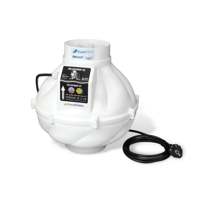 PrimaKlima Flüsterventilator EC - Ø125mm - Dimmbar 0 bis 800 m³/h