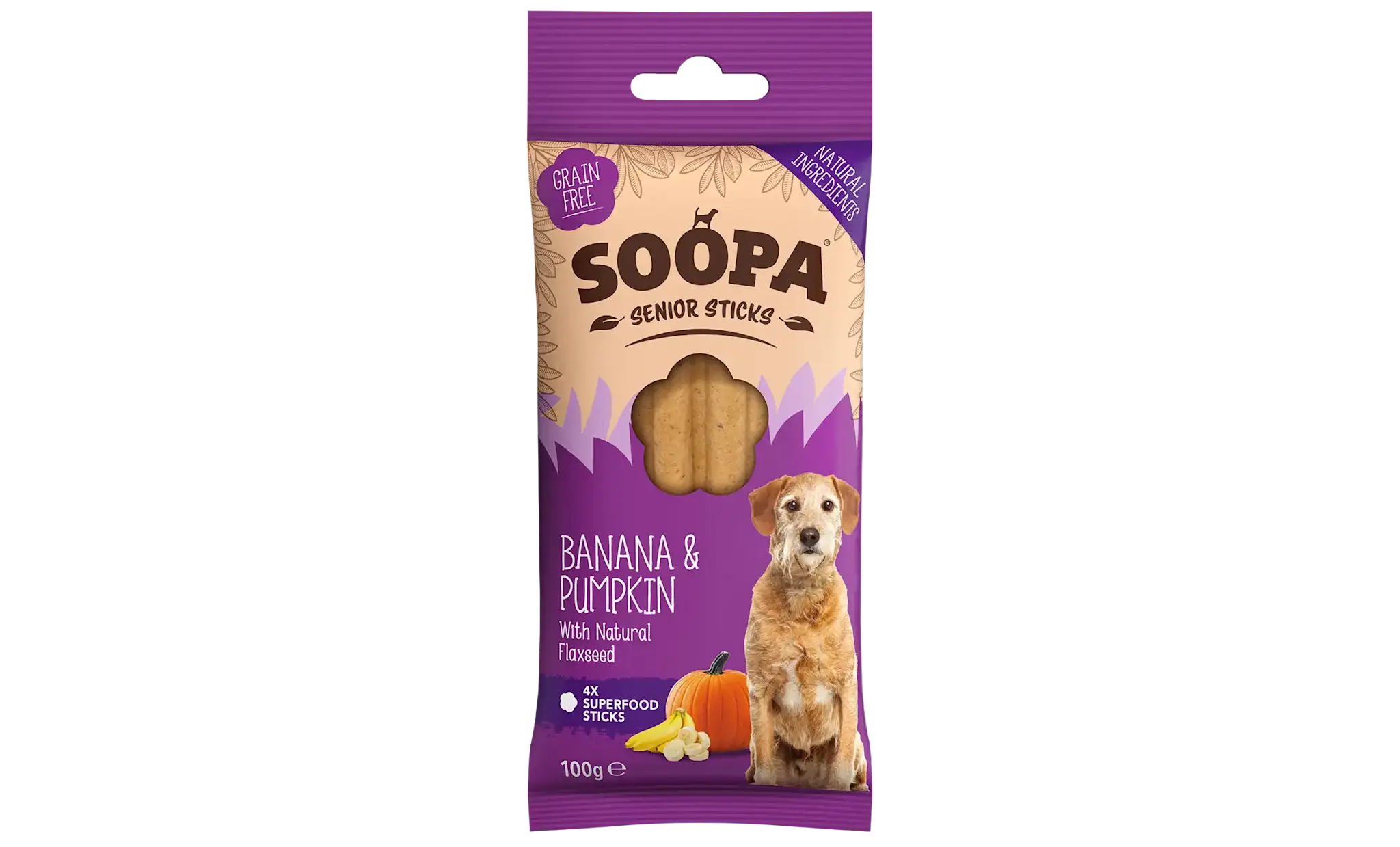 Soopa Banana, Pumpkin & Flaxseed Dental Sticks for Senior Dogs