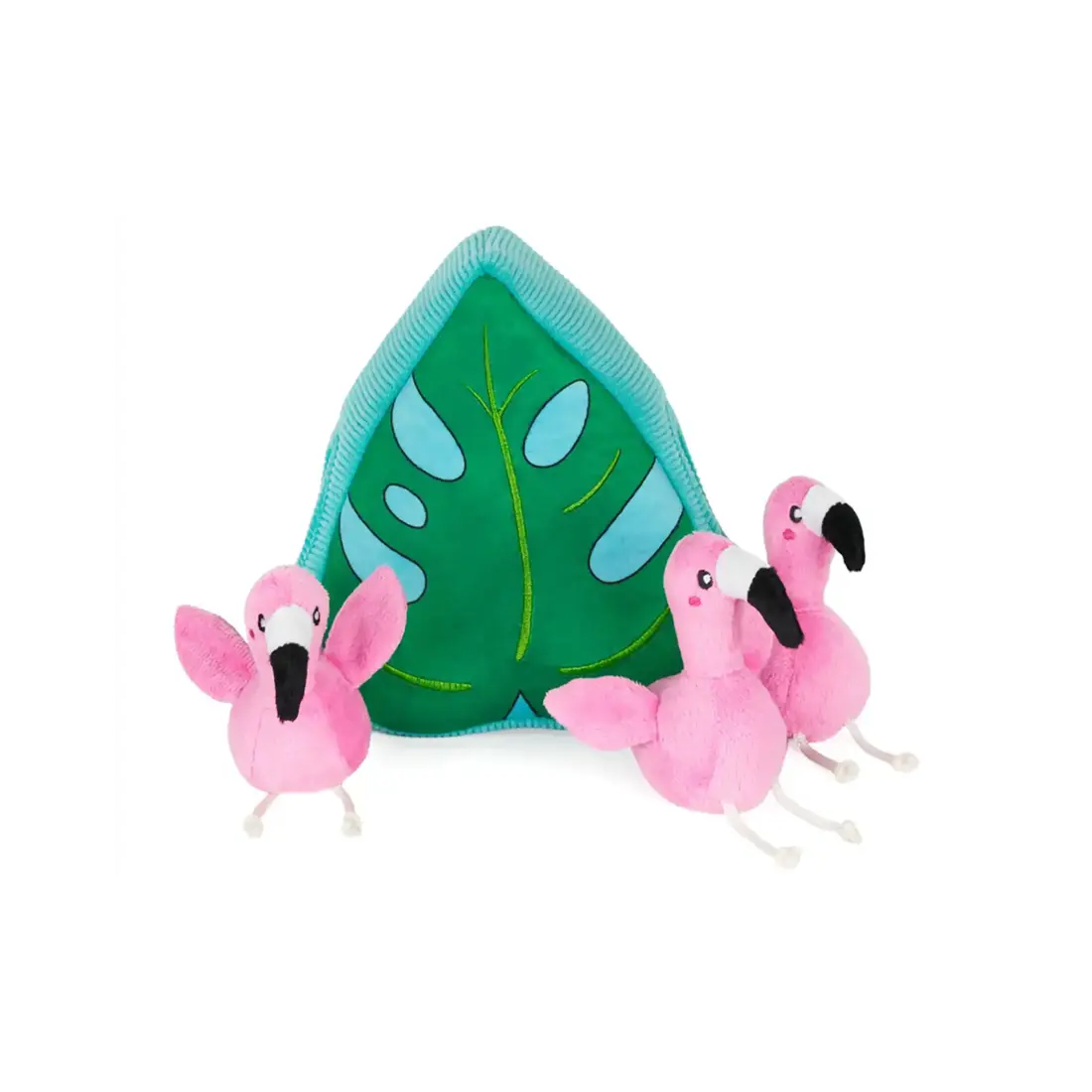 ZippyPaws Burrow Flamingos in Monstera