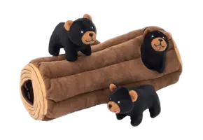 ZippyPaws Burrow Black Bear Log