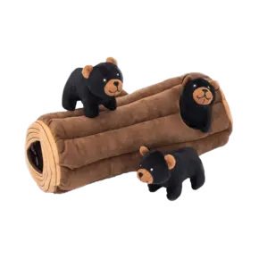 ZippyPaws Burrow Black Bear Log