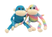 ZippyPaws Spencer the Crinkle Monkey 2-Pack Small Rainbow & Blue