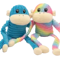 ZippyPaws Spencer the Crinkle Monkey 2-Pack Small Rainbow & Blue