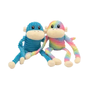 ZippyPaws Spencer the Crinkle Monkey 2-Pack Small Rainbow & Blue