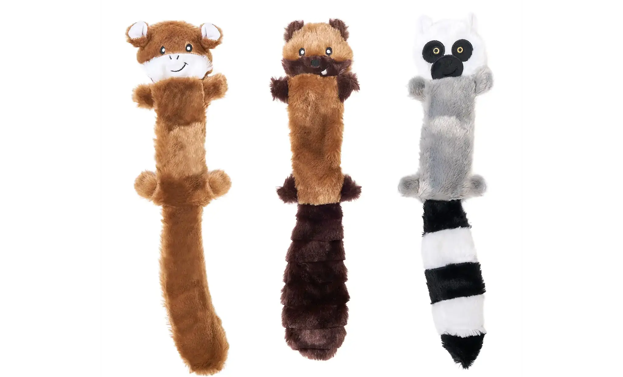 ZippyPaws Skinny Peltz Chipmunk, Lemur, Monkey Large – Set of 3