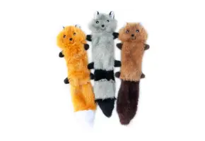 ZippyPaws Skinny Peltz Raccoon, Fox, Squirrel Small – Set of 3