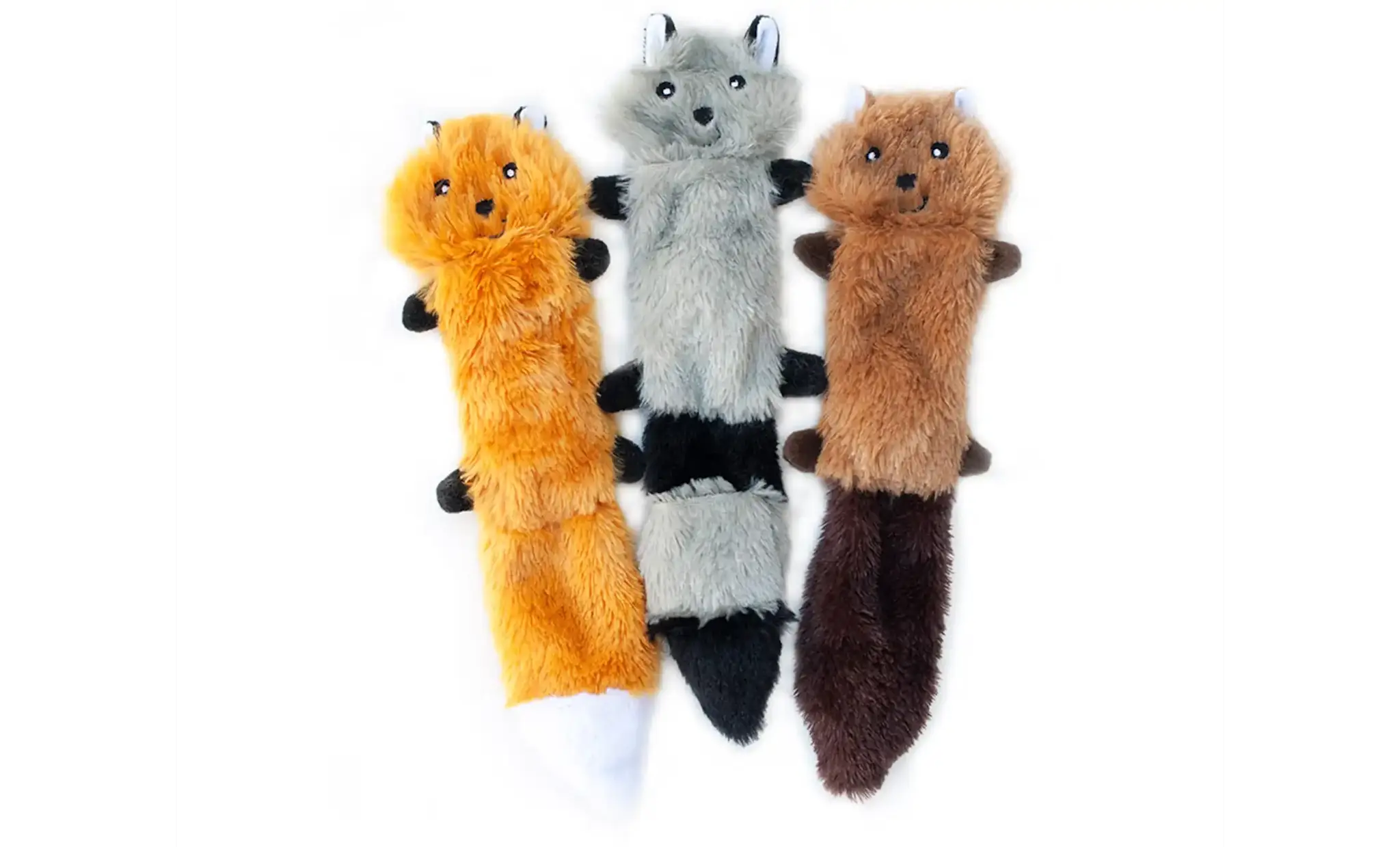 ZippyPaws Skinny Peltz Raccoon, Fox, Squirrel Small – Set of 3