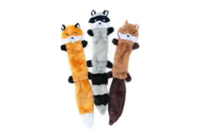 ZippyPaws Skinny Peltz Raccoon, Fox, Squirrel Large – Set of 3