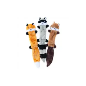 ZippyPaws Skinny Peltz Raccoon, Fox, Squirrel Large – Set of 3