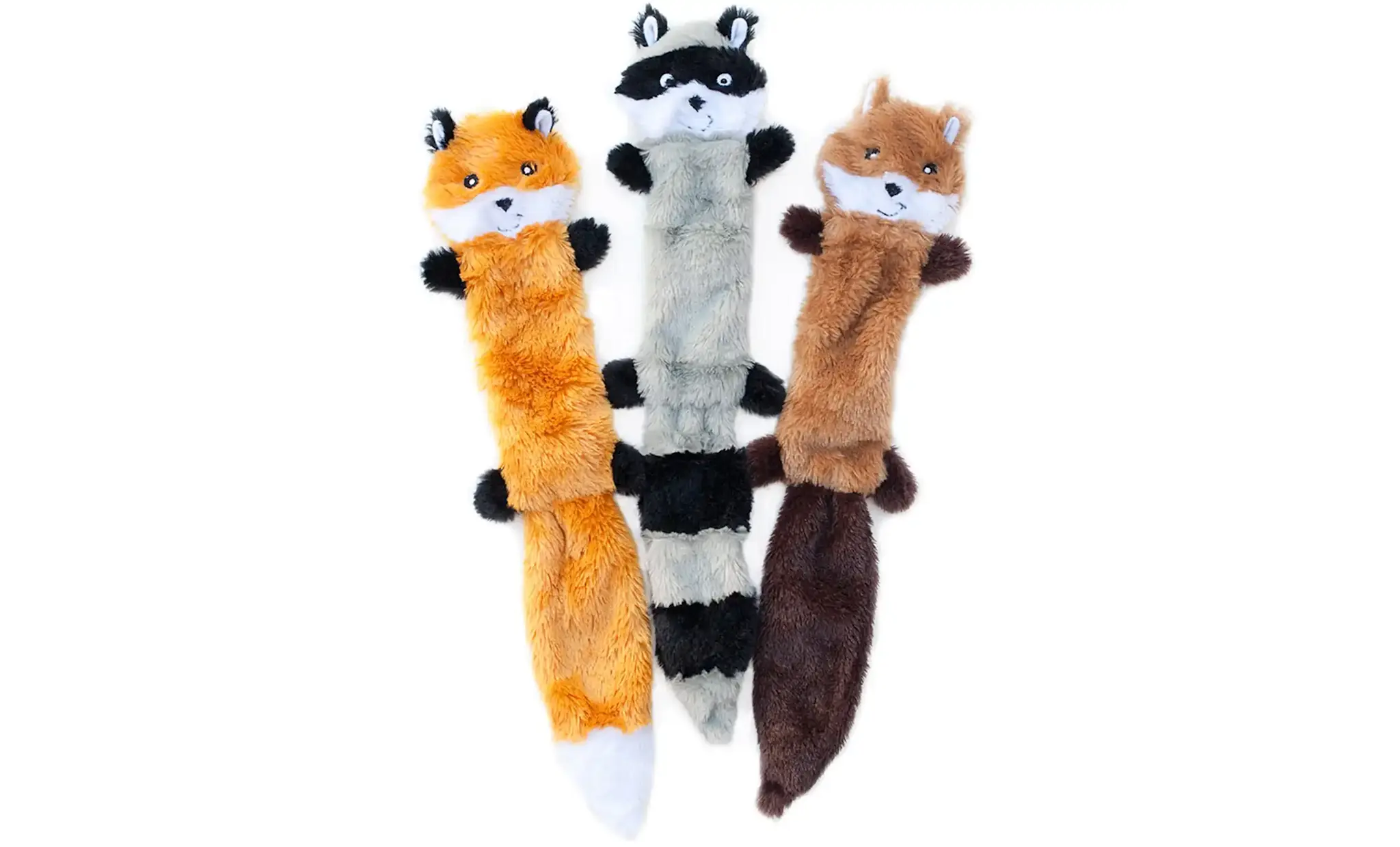 ZippyPaws Skinny Peltz Raccoon, Fox, Squirrel Large – Set of 3