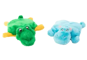 ZippyPaws Squeakie Pad 2-Pack – Hippo & Alligator