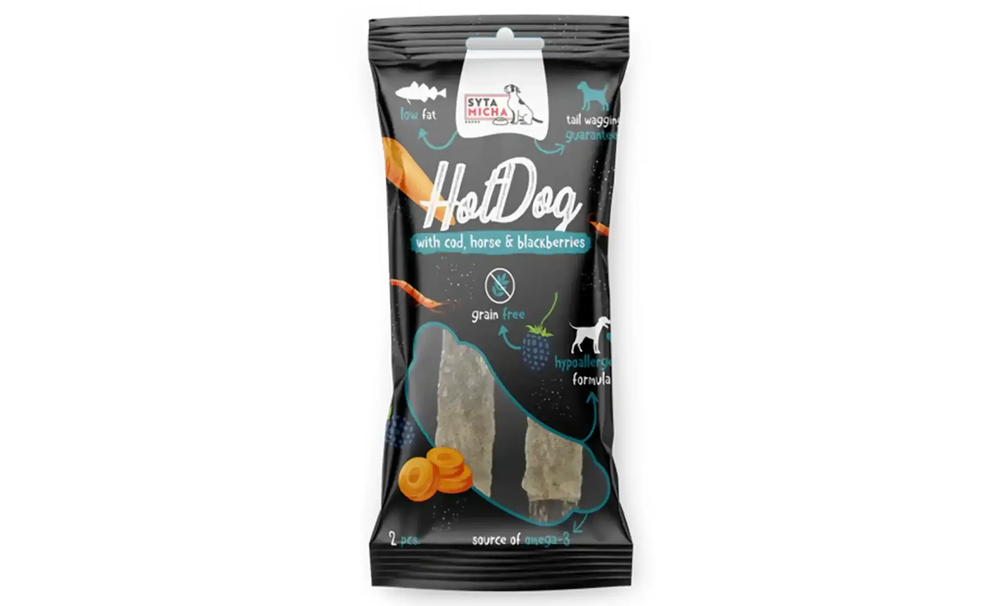 Syta Micha Hot Dog Chew Horse with Blackberries in Cod Skin